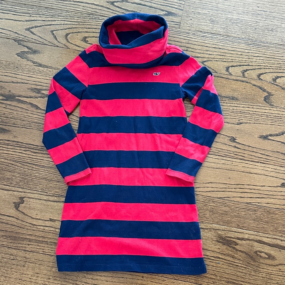 Vineyard Vines girls red and navy striped dress size small (7-8)